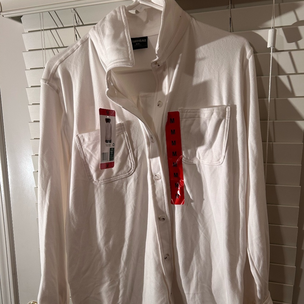32 Degrees Heat White Long Sleeve Button Down Shirt Women's Size M